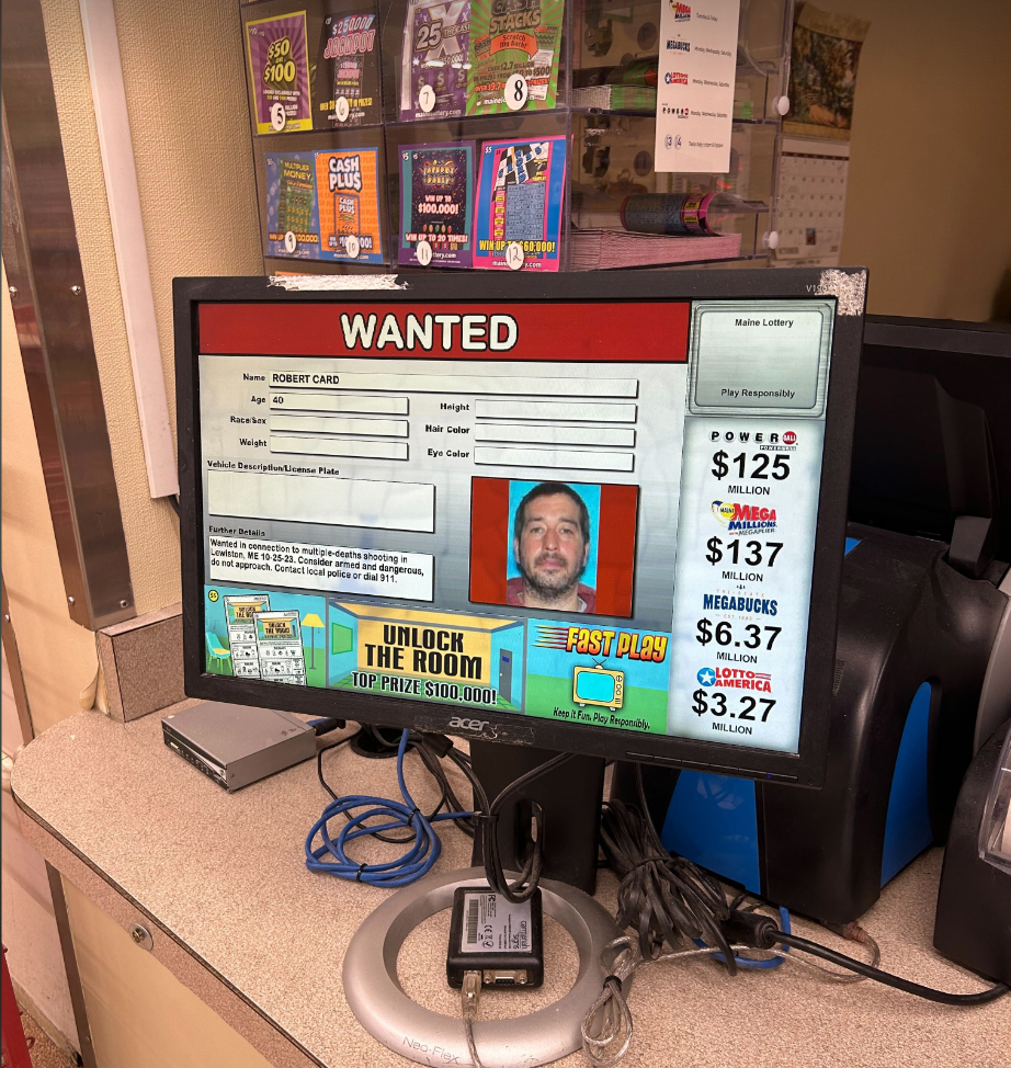 Authorites across Maine continue looking for Card. Pictured is a computer at a Shaw’s supermarket 20 miles from Lewiston