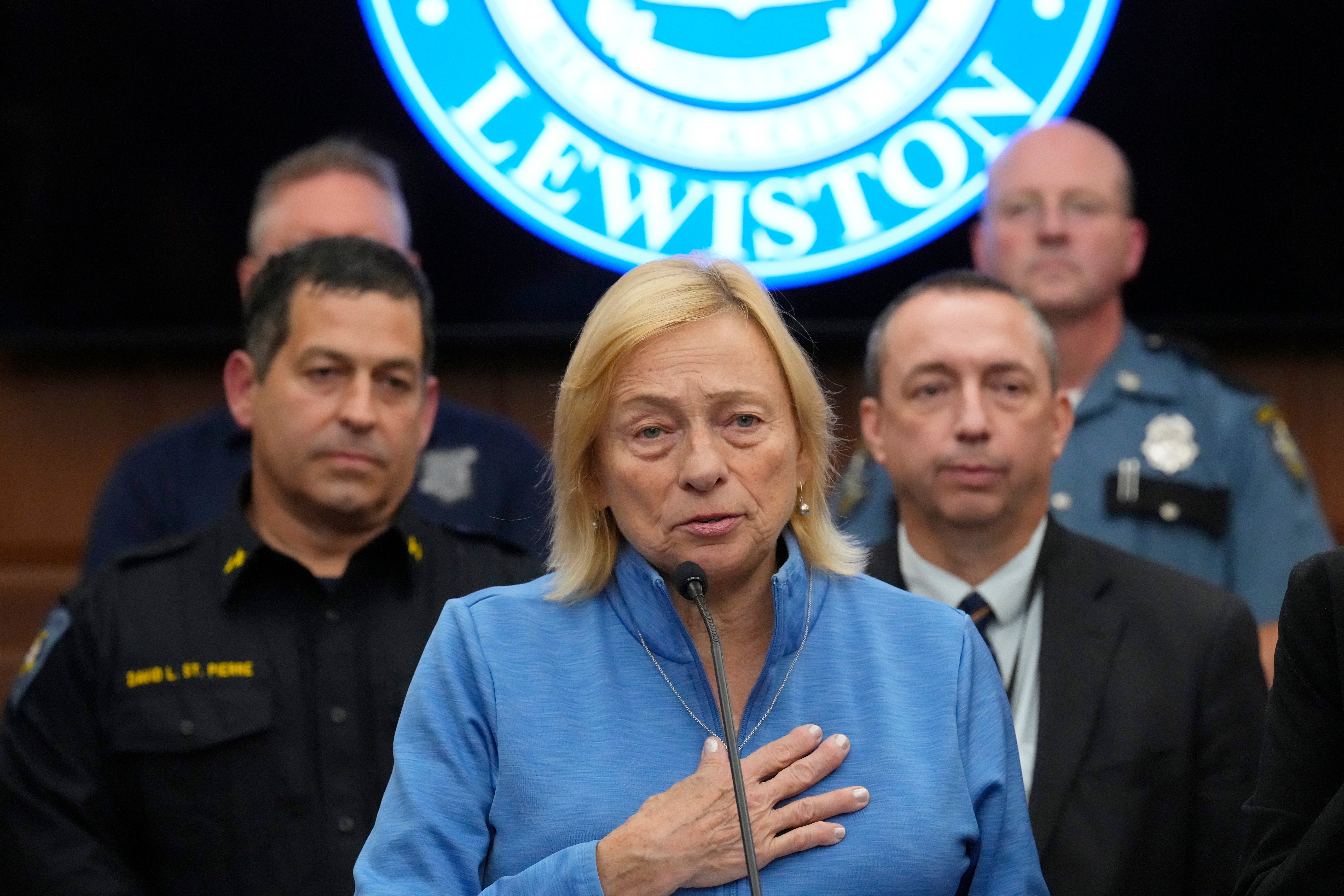Governor Janet Mills speaks during a news conference in the aftermath of the shooting