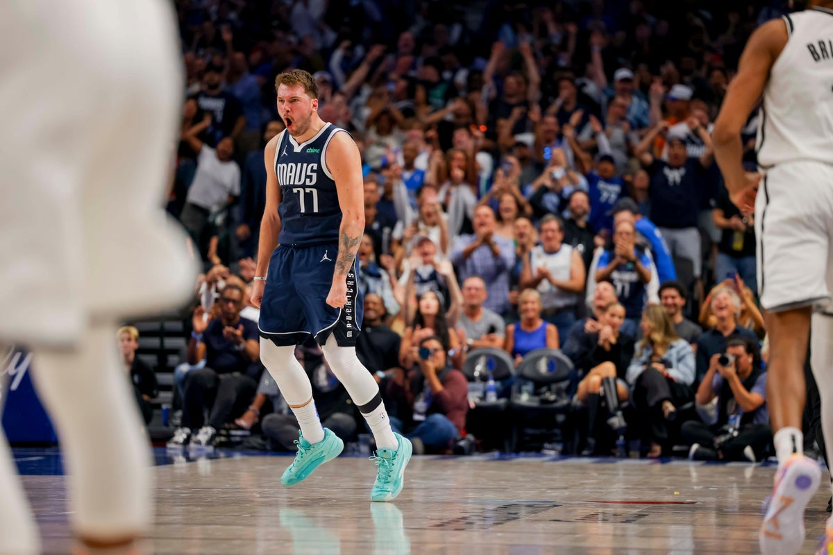 Luka Doncic scores 49 with four straight three-pointers to beat Brooklyn