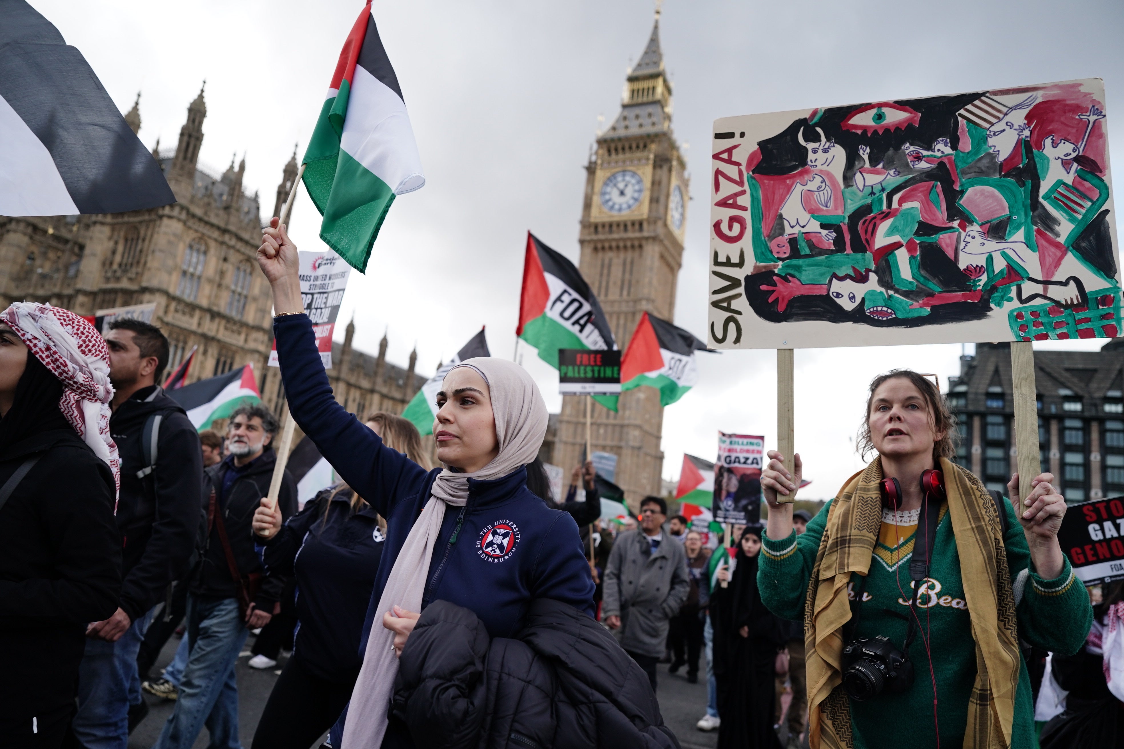 Protesters during a pro-Palestine march in central London last Saturday – the third in as many weeks