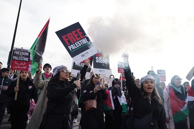 <p>The pro-Palestine march in London on Saturday was mostly peaceful </p>