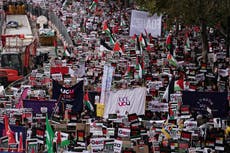 Tens of thousands of pro-Palestinian demonstrators take to London streets