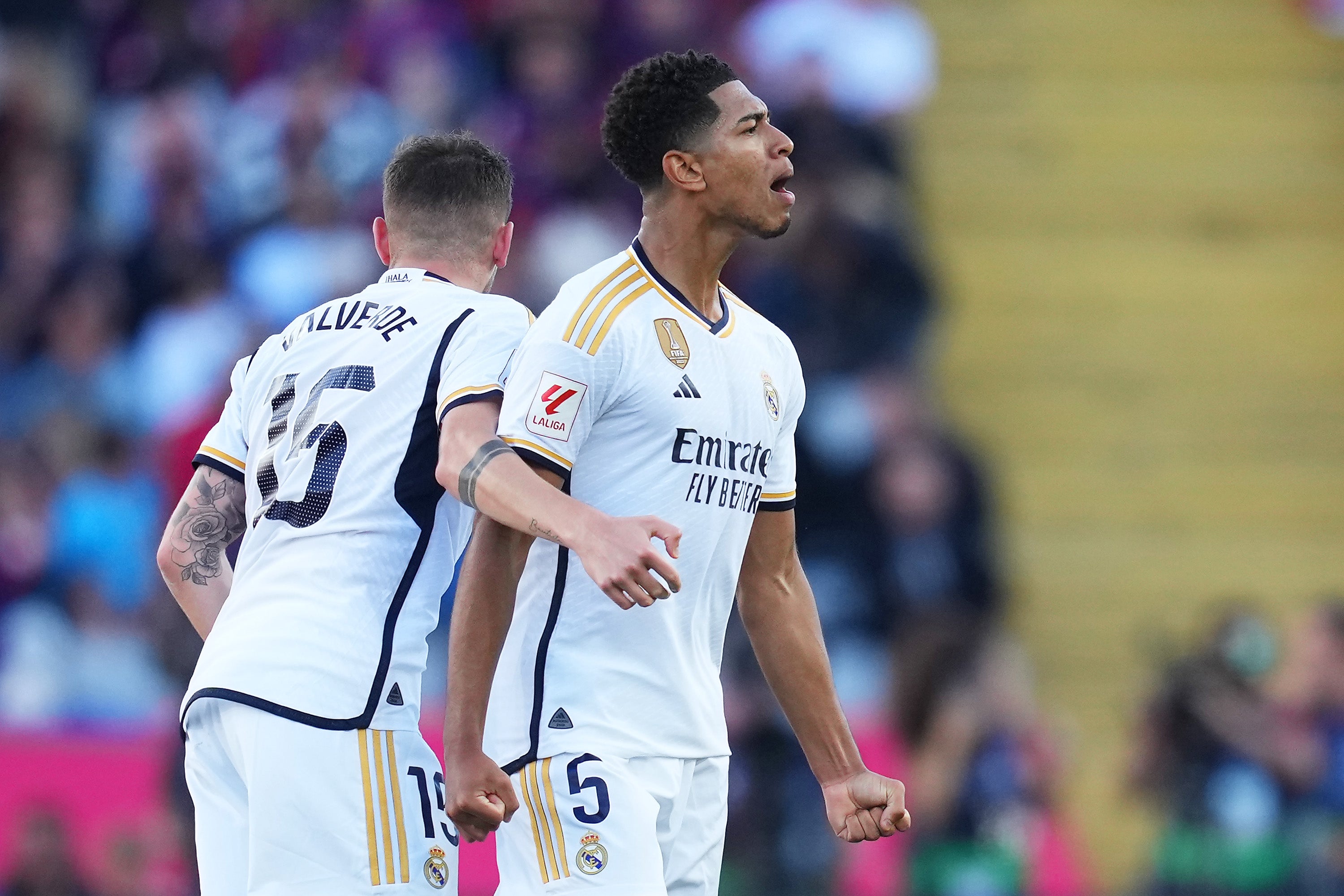 Bellingham celebrates scoring his team’s equaliser