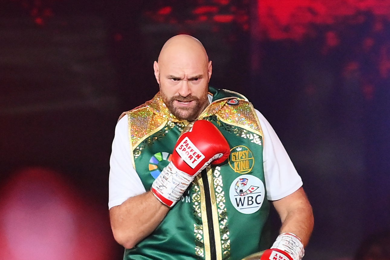 Tyson Fury makes his way to the ring in Riyadh