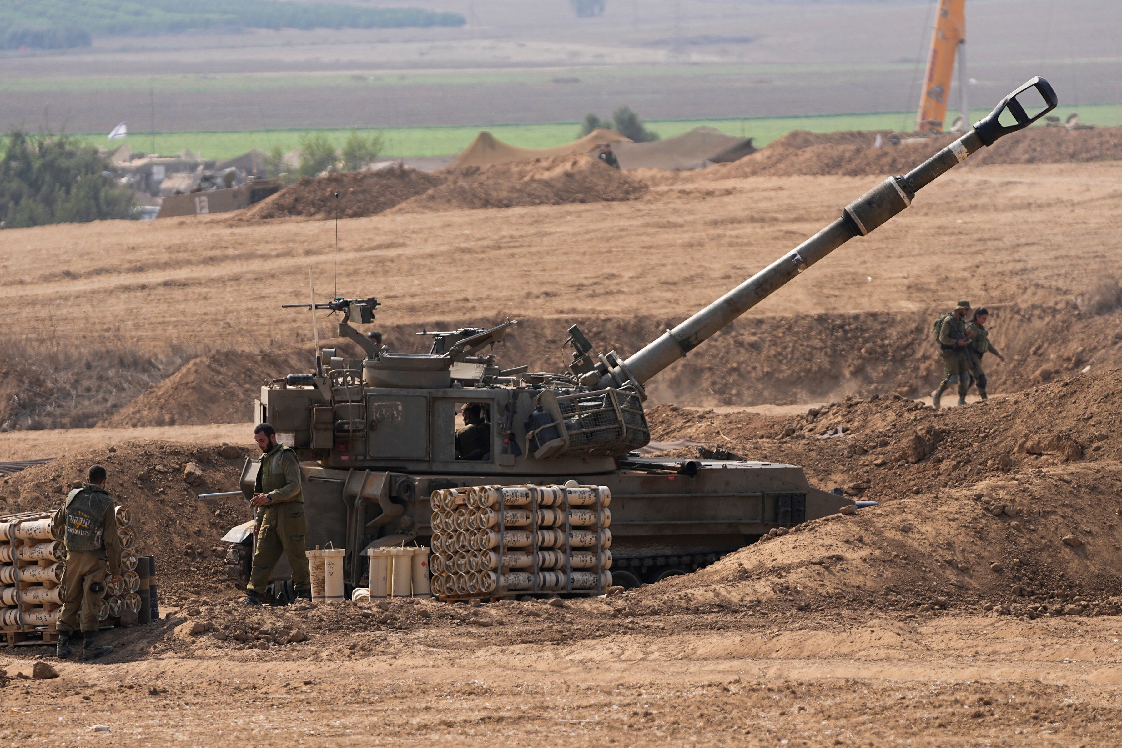 An Israeli mobile artillery unit near the Israel-Gaza border,