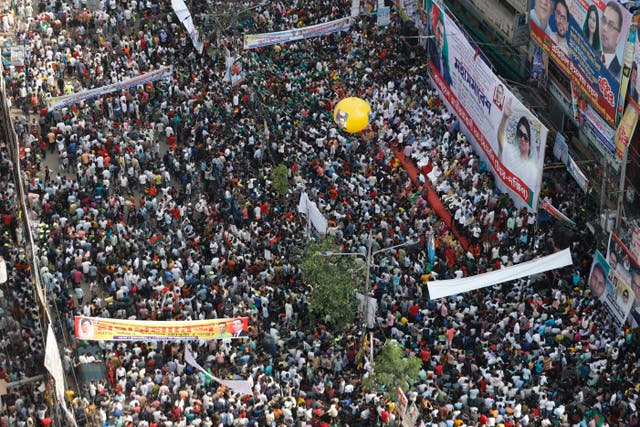 <p>File. Activists of the Bangladesh Nationalist Party participate in a protest in Dhaka, Bangladesh, Saturday, 28 October 2023</p>