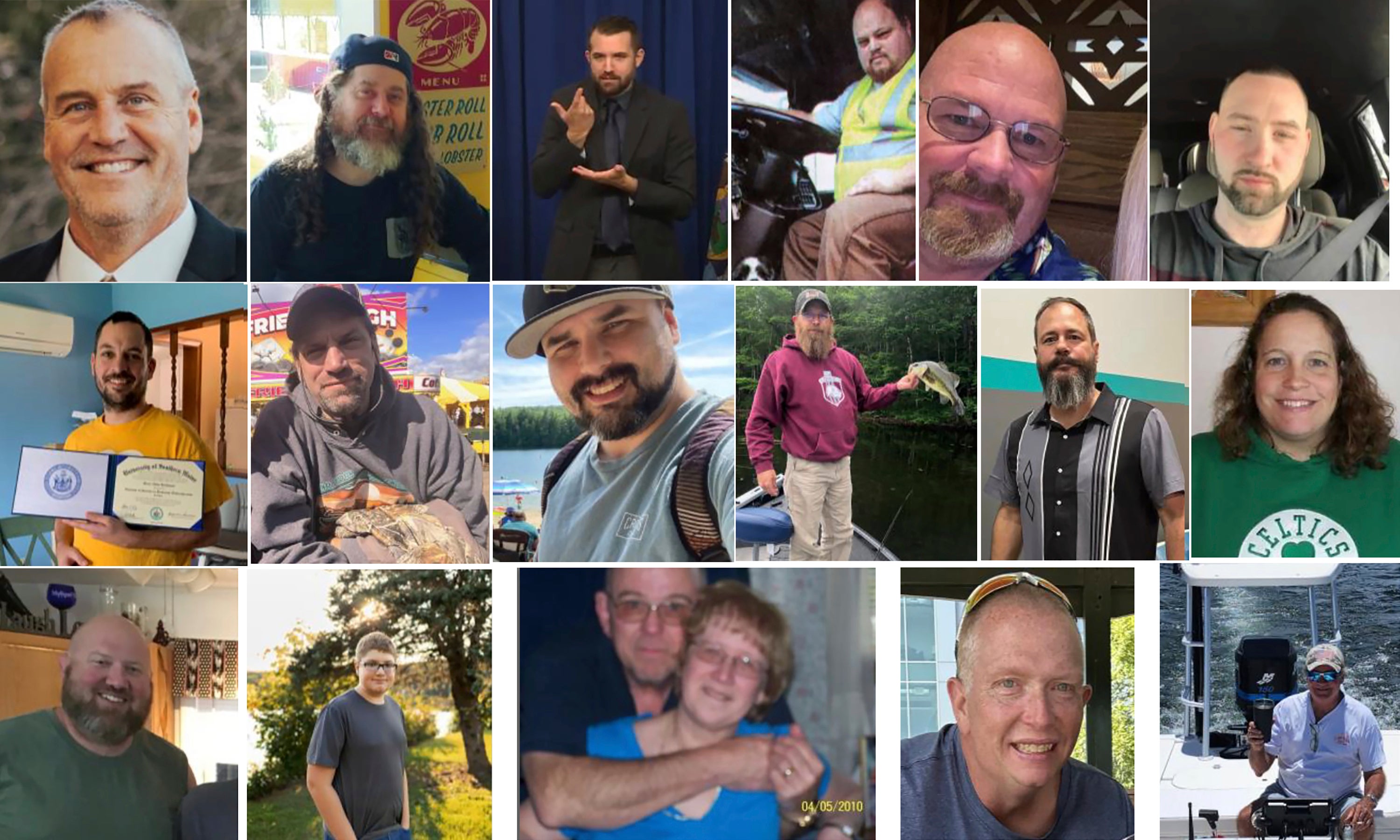 These photos provided by the Maine Department of Public Safety shows victims of the Maine shooting