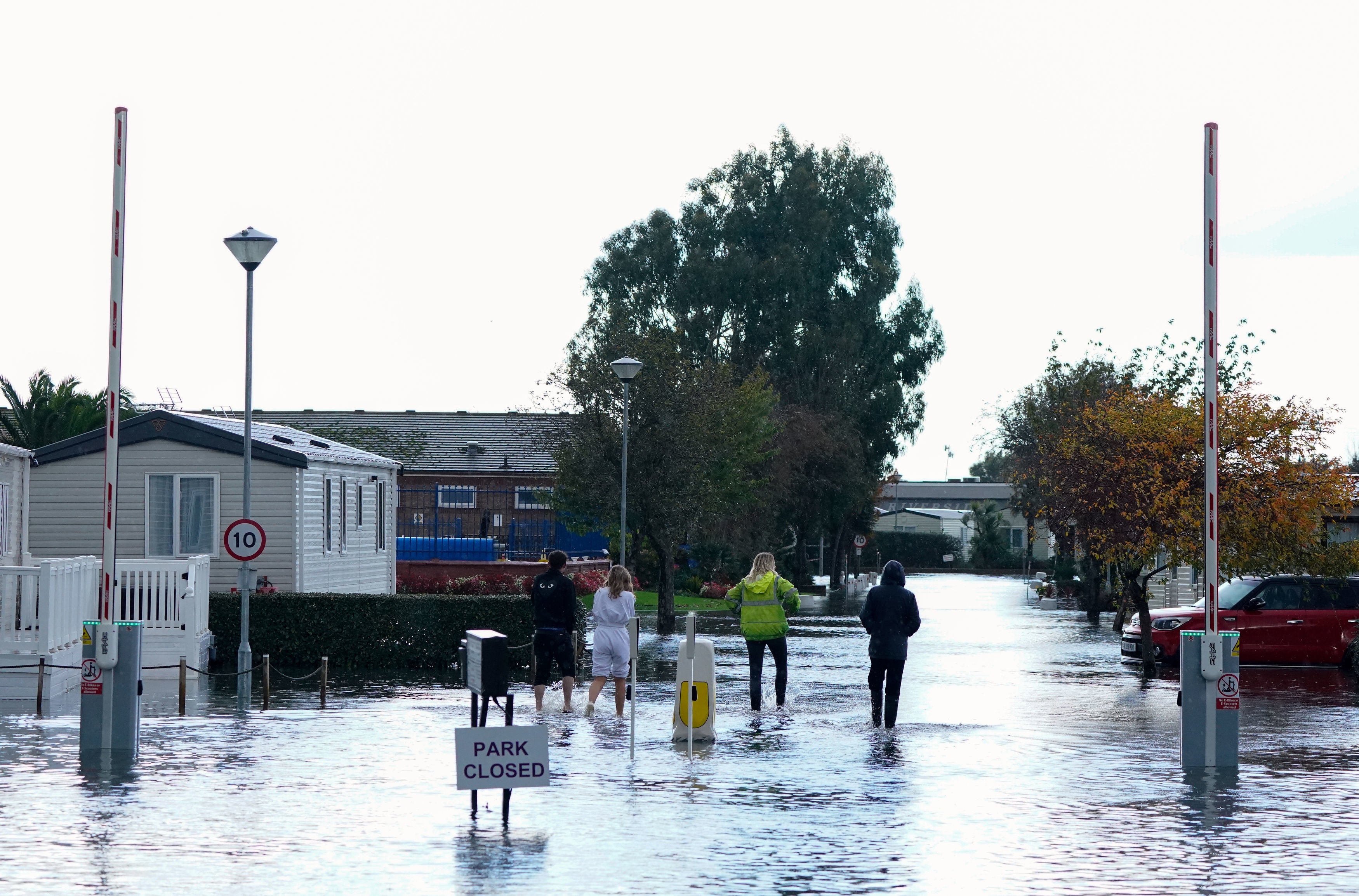 <p>A view of the entrance to the Riverside Caravan Centre in Bognor Regis which has flooded after heavy rain the area.</p>