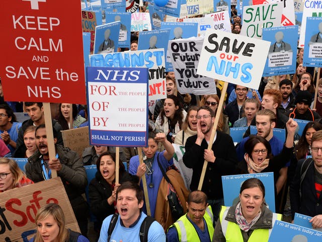 <p>'Let's Save the NHS' rally and protest march by junior doctors in London</p>