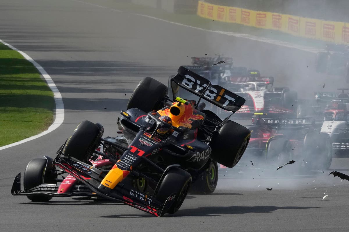 Sergio Perez lasts just 14 seconds in home race as Max Verstappen wins in Mexico