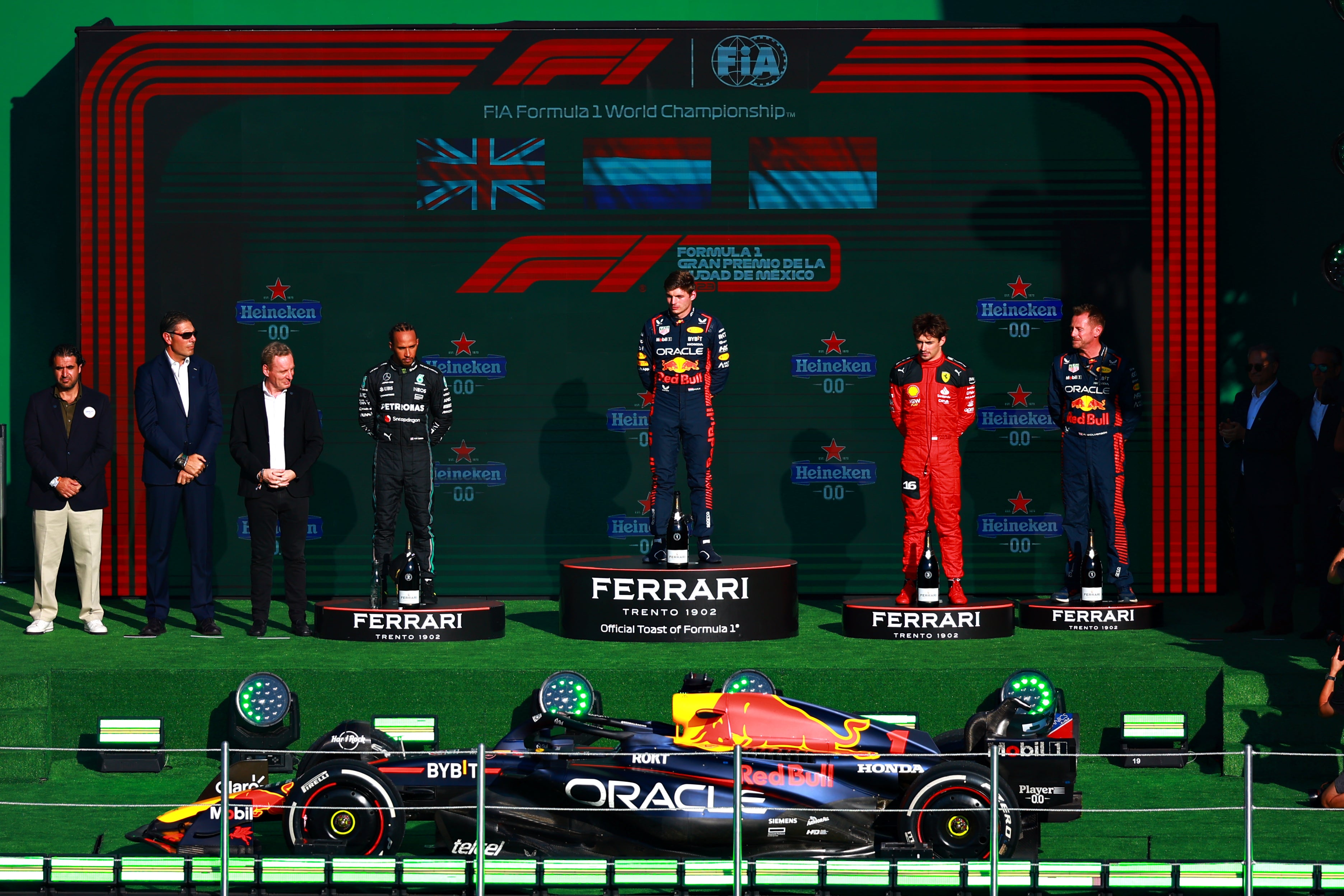 Max Verstappen won for the 16th time this season, with Lewis Hamilton and Charles Leclerc completing the podium