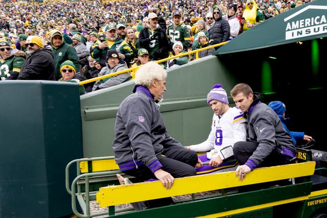 <p>Kirk Cousins is carted from the field after injury</p>