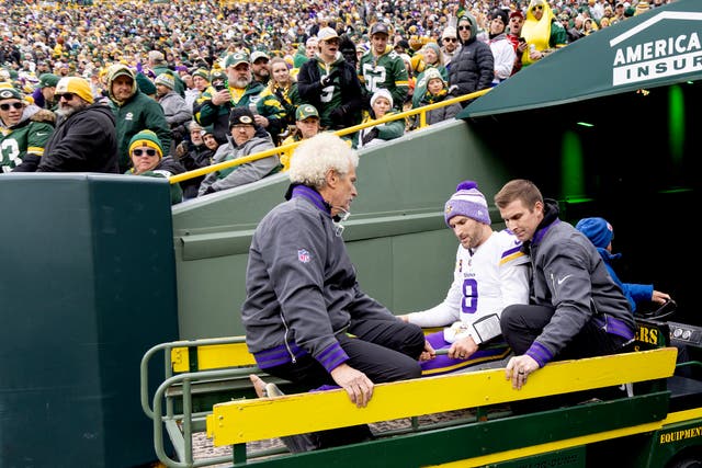 <p>Kirk Cousins is carted from the field after injury</p>