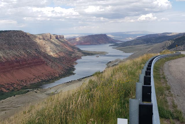 <p>A view from above the Flaming Gorge, Wyoming  </p>