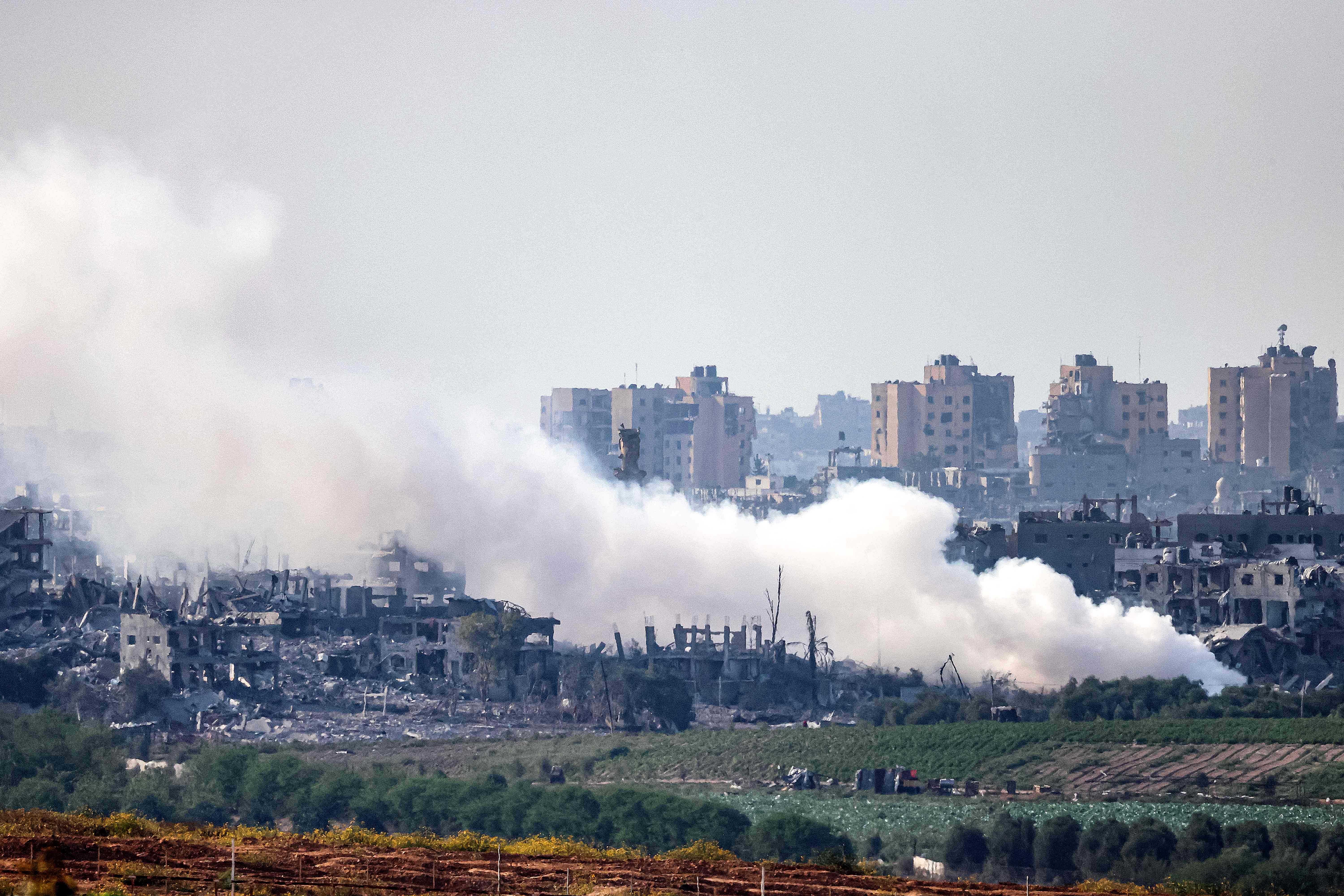 Smoke plumes billow after Israeli bombardment of Gaza