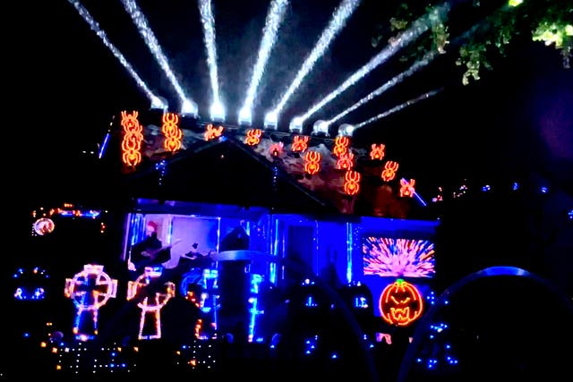 <p>Couple spend £24k to turn their house into a spooky Halloween light show</p>