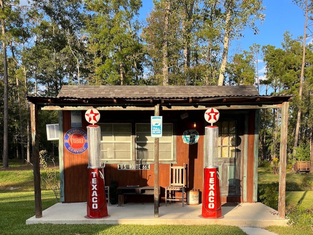 Fill ‘er up: the gas station cabin at the Pleasant Hill Campground