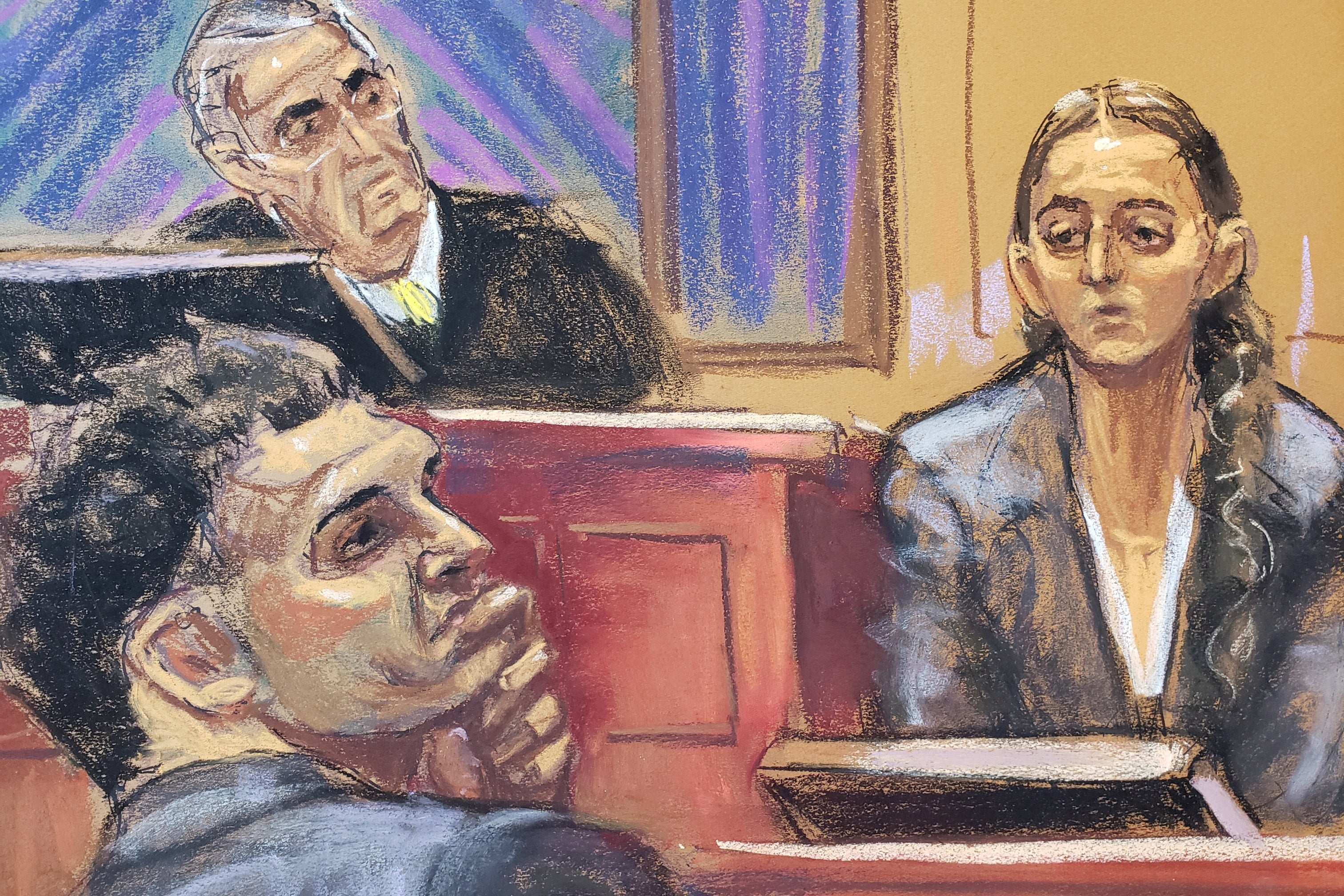 Caroline Ellison in courtroom sketch on the stand