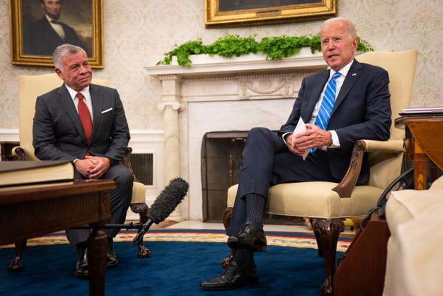<p>File: President Joe Biden meets with King Abdullah of Jordan at the White House </p>