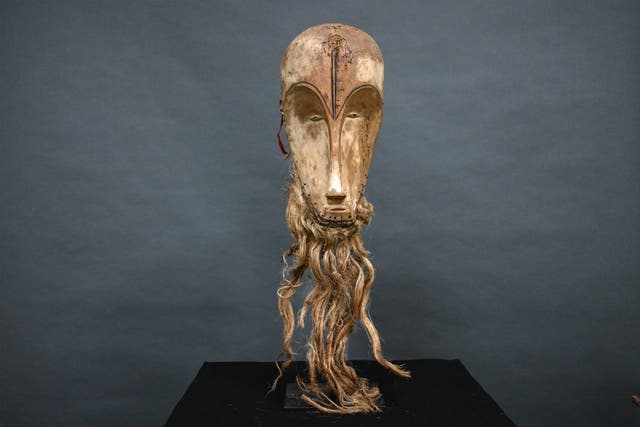 <p>The “Ngil” mask of the Fang people of Gabon was auctioned in March 2022 at the Montpellier auction house</p>