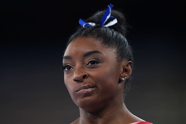 Simone Biles was unhappy with her performance despite winning a fourth all-around world title in Doha (Mike Egerton/PA)