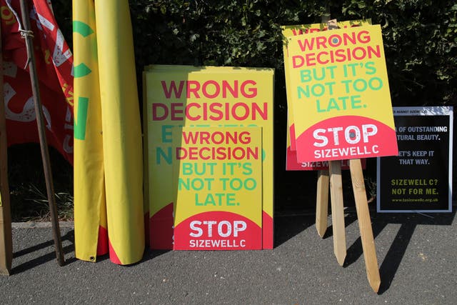 Campaigners opposed to the building of a new nuclear power plant near Sizewell in Suffolk are embroiled in the latest stage of a legal battle with the Government (Chris Radburn/PA)