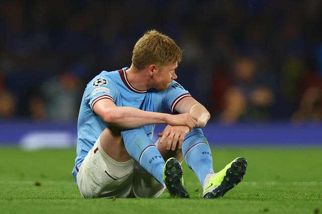 <p>Kevin de Bruyne is still sidelined with a hamstring injury </p>