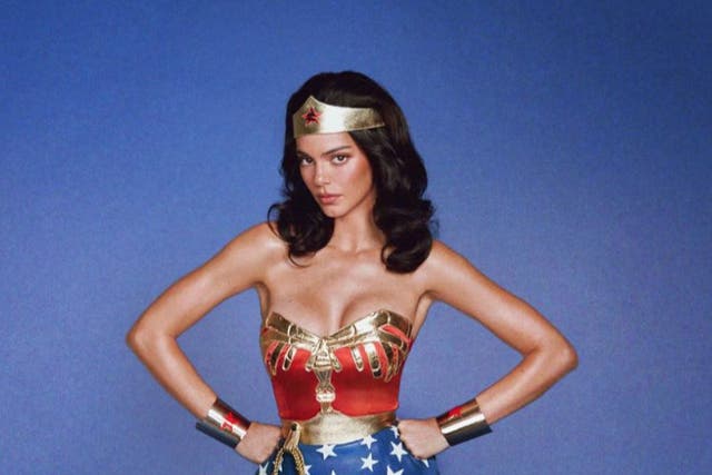 <p>Kendall Jenner pays homage to Lynda Carter’s Wonder Woman for 2023 Halloween costume.</p>