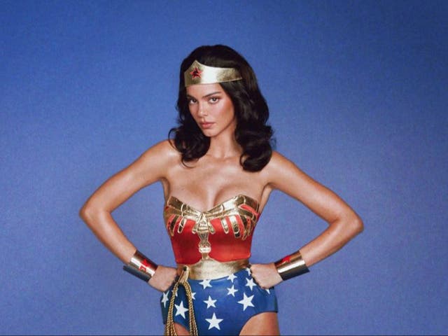 <p>Kendall Jenner pays homage to Lynda Carter’s Wonder Woman for 2023 Halloween costume.</p>