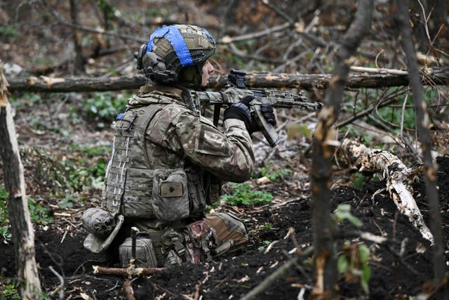 <p>A Ukrainian serviceman of the 3rd assault brigade takes part in a tactical training at an undisclosed location in the Donetsk region</p>