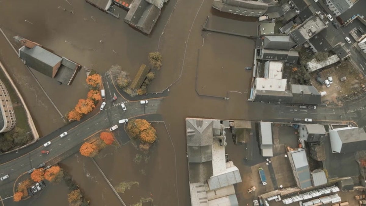 Storm Ciarán: Extent of flooding in Newry shown in dramatic drone footage