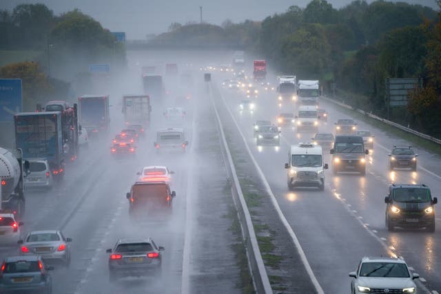 <p>The M5 motorway  in Somerset as Storm Ciarán brings high winds and heavy rain to the south coast of England</p>