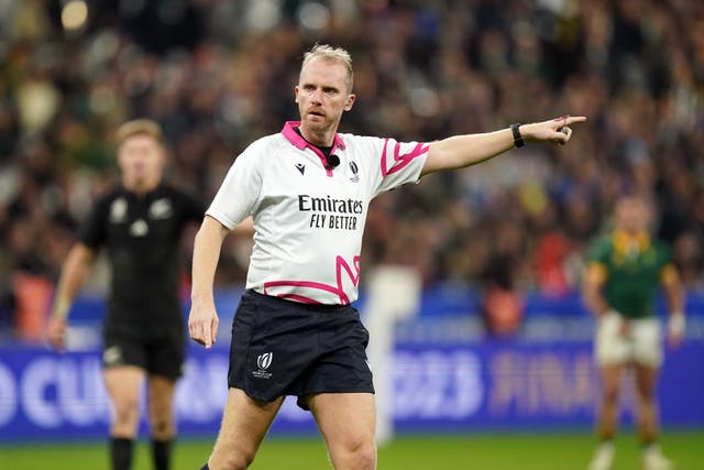 Referee Wayne Barnes during the Rugby World Cup final (Mike Egerton/PA)