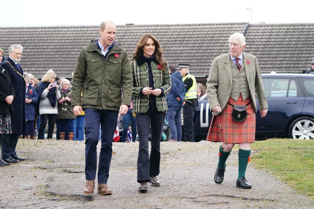 The Prince and Princess of Wales, known as the Duke and Duchess of Rothesay when in Scotland, are visiting Outfit Moray in northern Scotland (Jane Barlow/PA)