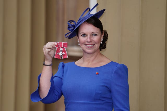 Sally Orange after being made an Member of the Order of the British Empire (Jordan Pettitt/PA)