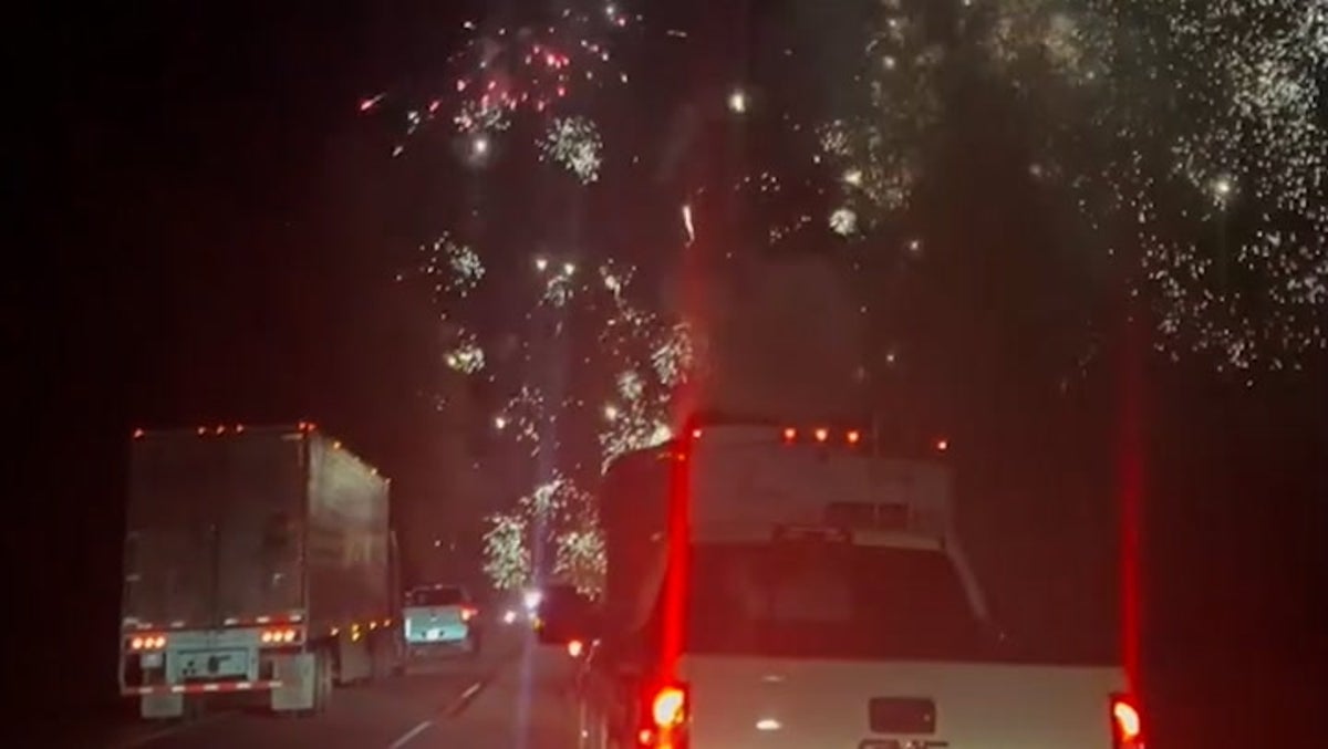 Truck carrying fireworks crashes sparking impromptu display ‘like fourth of July’