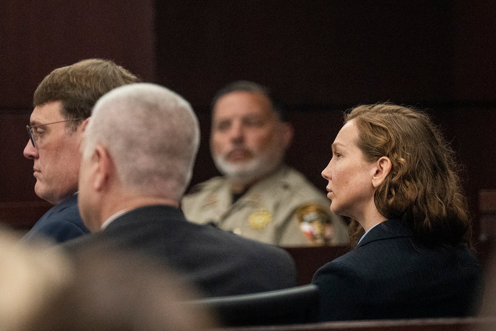 Kaitlin Armstrong listens to opening arguments during the first day of her trial at the Blackwell-Thurman Criminal Justice Center