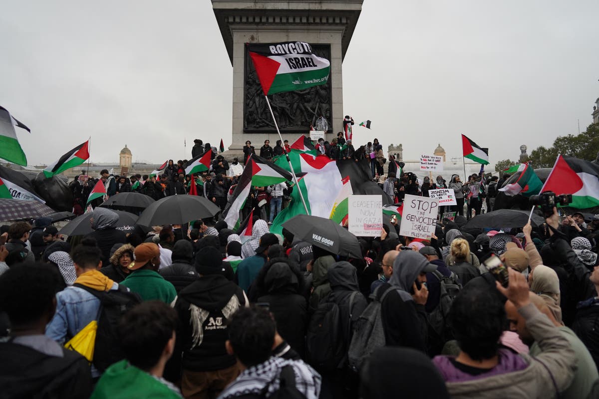 Oxford Circus at standstill as hundreds of pro-Palestine protesters stage sit-in over ceasefire