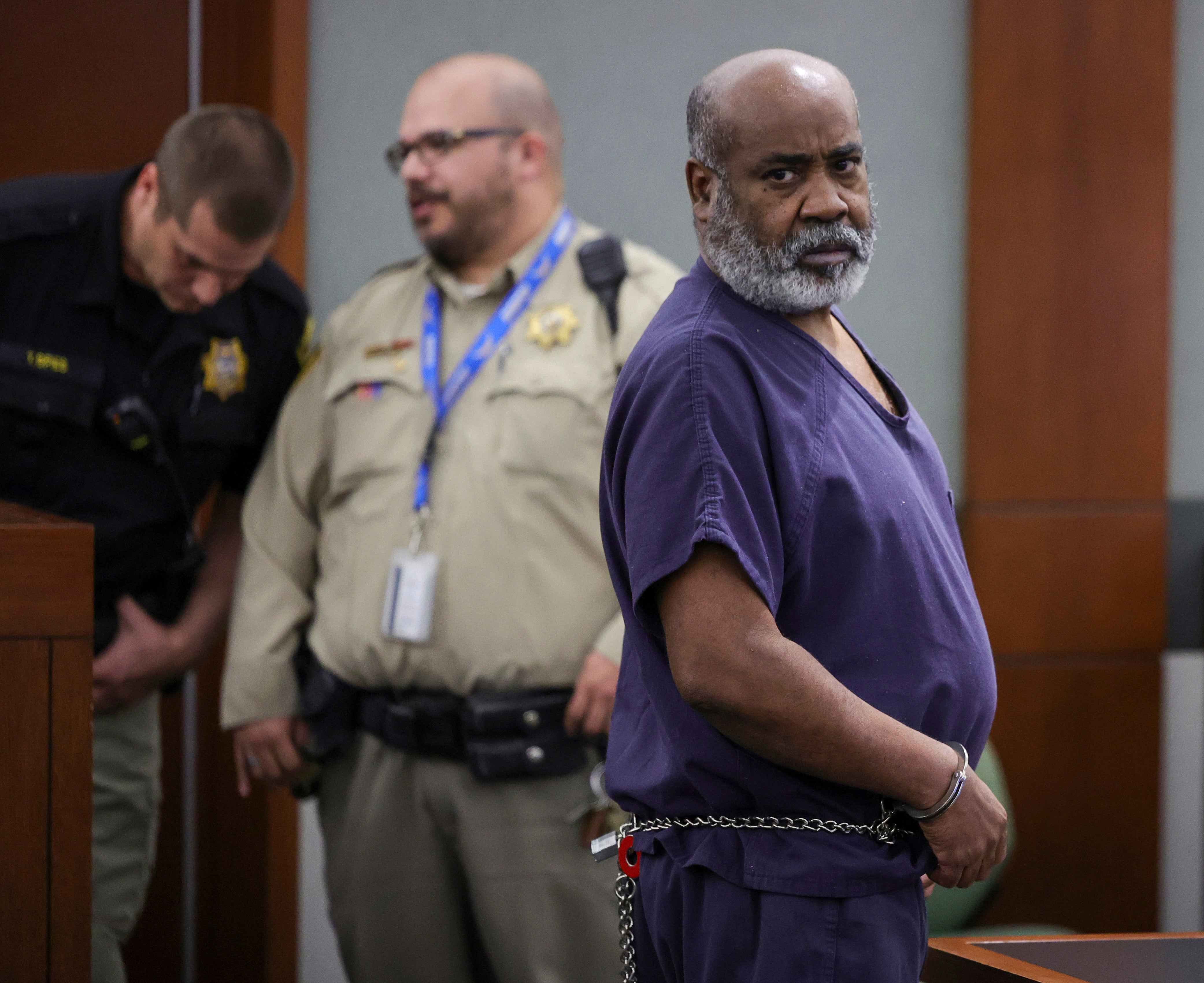 Duane Keith Davis appears for his arraignment at the Regional Justice Center in Las Vegas.