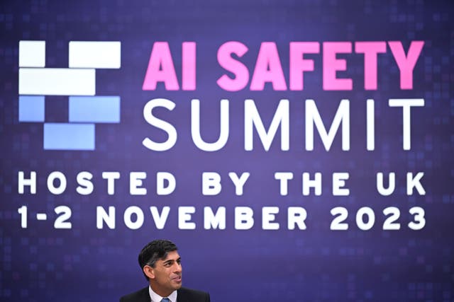 Rishi Sunak at the AI Safety Summit (Leon Neal/PA)