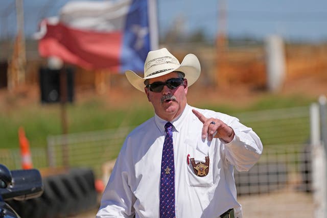 <p>San Jacinto County Sheriff Greg Capers answers a question after a news conference</p>