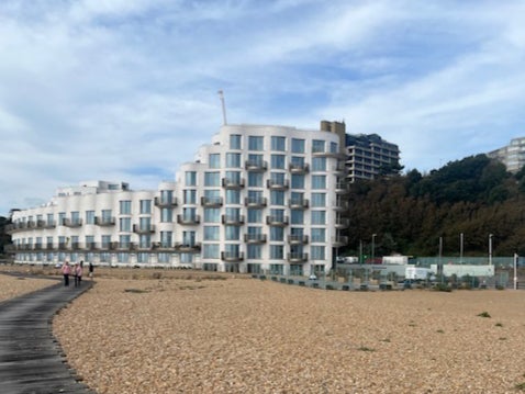 The Shoreline Crescent development on the seafront has prompted mockery from locals due to its whistling when the wind picks up