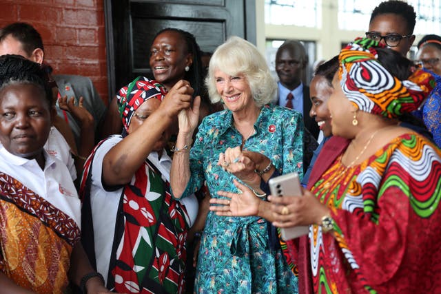 Queen Camilla visited Sauti Ya Wanawake (the voice of women) at the Situation Room in Mombasa (Chris Jackson/PA)