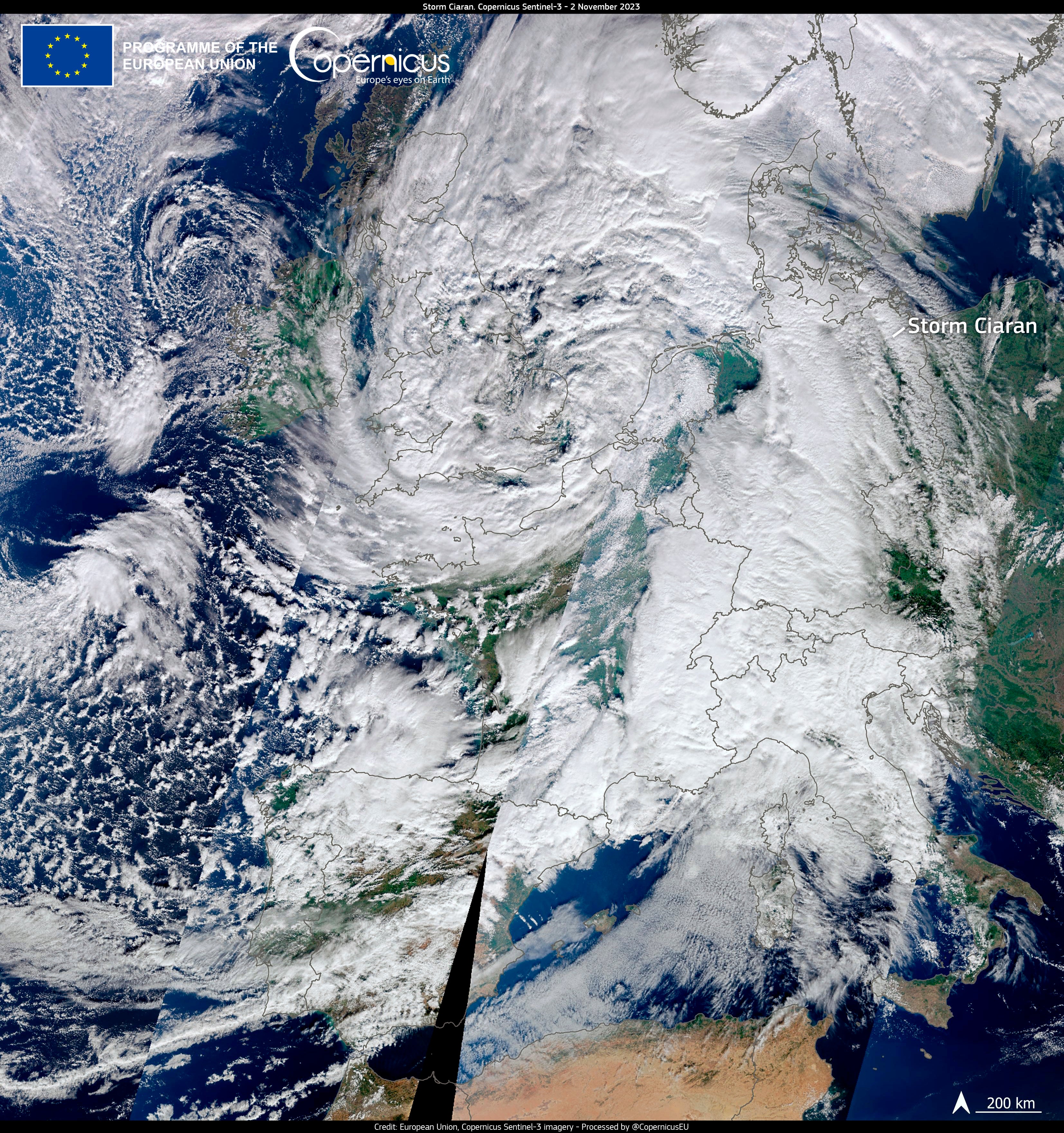 Satellite image shows Storm Ciaran swirling over Europe