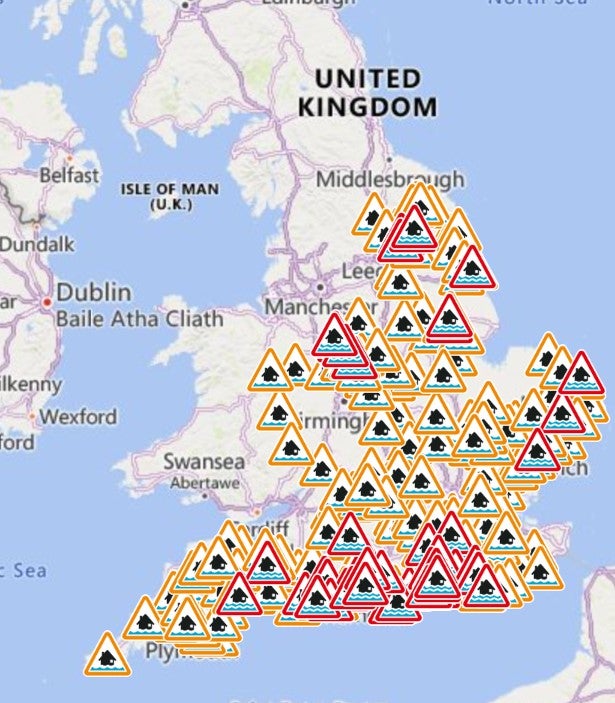 Flood warnings and alerts across England