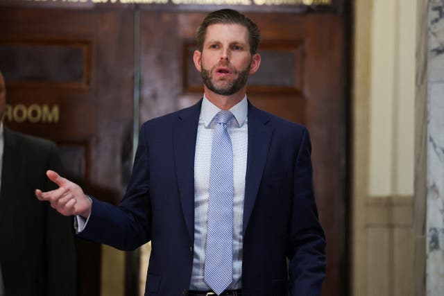 <p>Eric Trump at the New York State Supreme Court in Lower Manhattan </p>