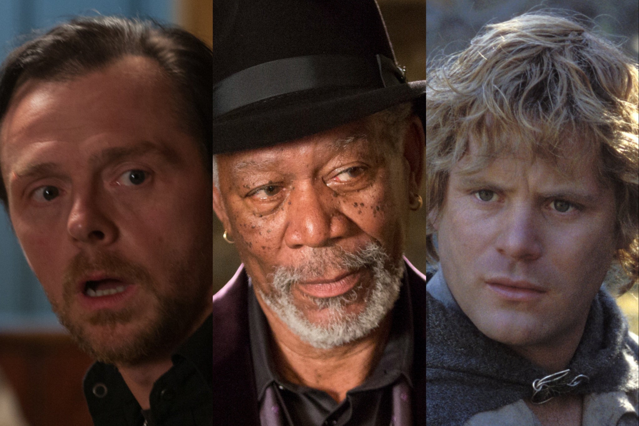 <p>Simon Pegg in ‘The World’s End’, Morgan Freeman in ‘Now You See Me’, and Sean Aston in ‘Return of the King'</p>