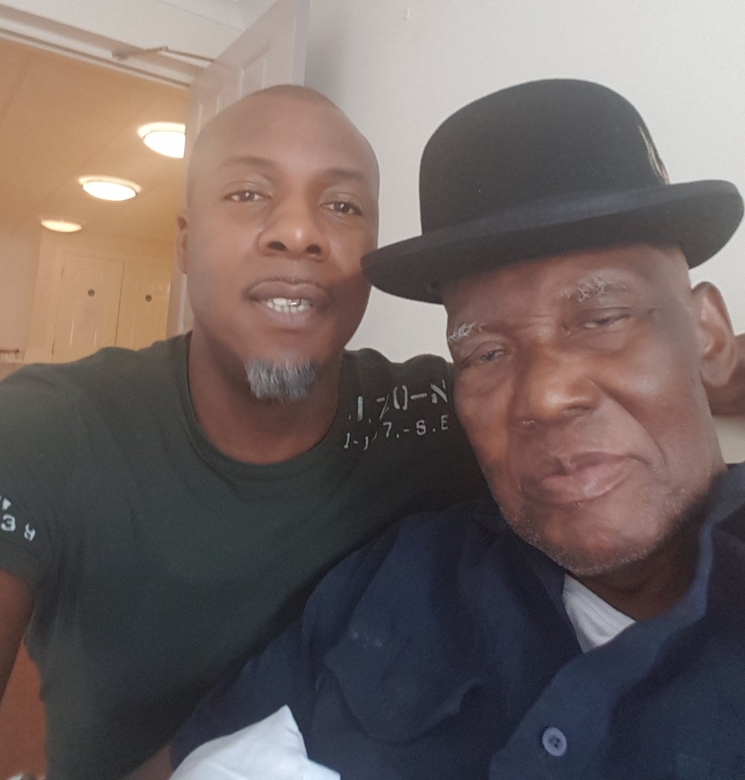 Charlie Williams with his father Rex who he says made everyone smile and regularly charmed care home staff with soulful renditions of Nat King Cole