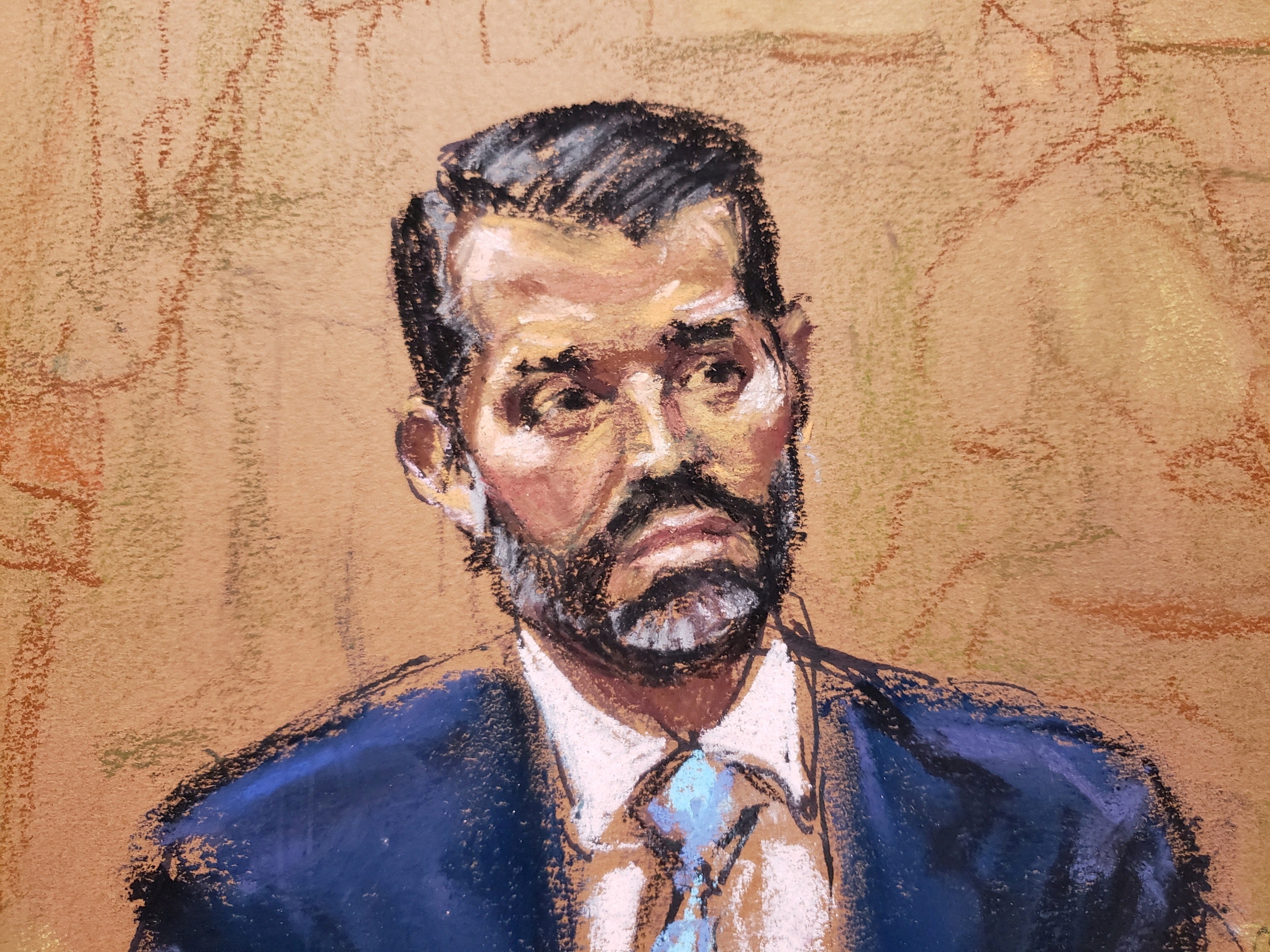 One of Jane Rosenberg’s court sketches of Donald Trump Jr