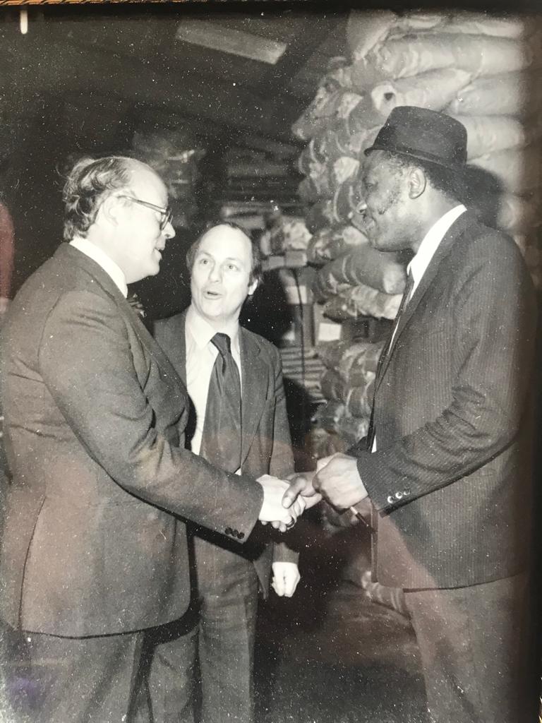 Rex (right) after he arrived as part of the Windrush generation and worked as a manager at a plastics company
